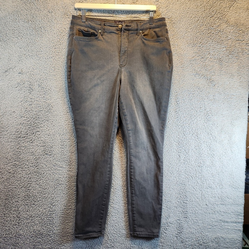 NYDJ Lift Tuck Jeans Womens 12 (Fits 33x28) Gray High Rise Ami Skinny Stretch